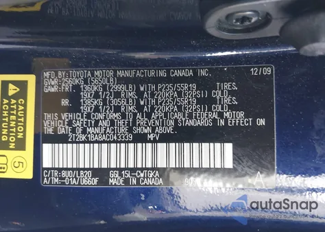 2010 Lexus Rx 350 из США, поврежденный, VIN 2T2BK1BA8AC043339